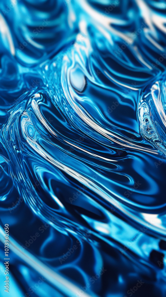 Poster elegant blue fabric waves create a visual rhythm in a textured display under soft lighting, showcasi