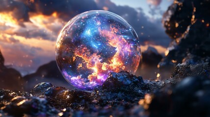透明な石の中に閉じ込められた宇宙