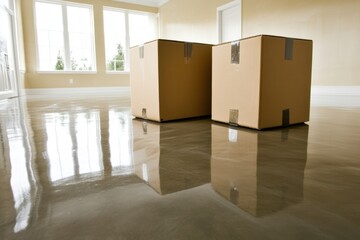 Shiny Floor in a Clean and Empty House Room - Real Estate and Moving Industry