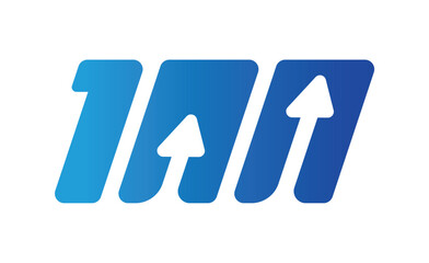 number 100 with arrow sign. number 100 logo. number 100 concept for business, education, technology world