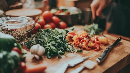Modern Kitchen Countertop with Fresh Ingredients