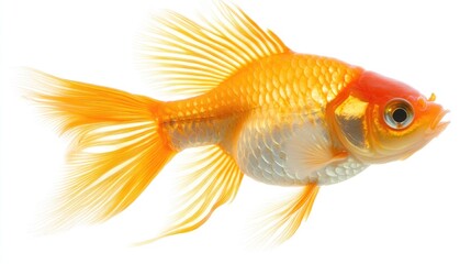 Fototapeta premium Vibrant Goldfish Swimming Gracefully in Clear Water