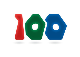 colored number 100. angular number 100. number 100 for the world of education, technology, economy