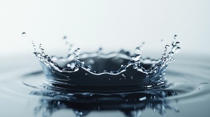 Water Droplet Splash on Surface with Ripples