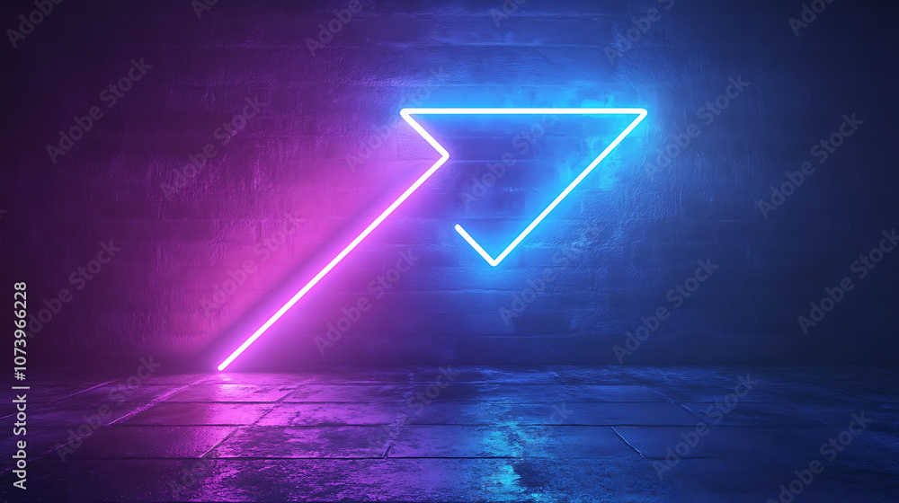 Aufkleber abstract arrow shape light effect with blue and purple colors on dark background technology speed co