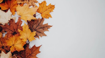 Fototapeta premium Autumn Leaves on White Background