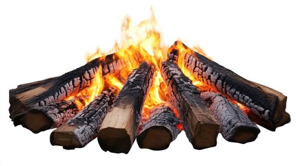 Warm Campfire with Flames and Logs