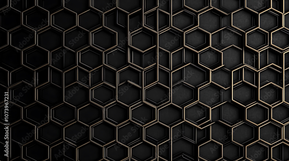 Poster black background with geometric pattern of cubes