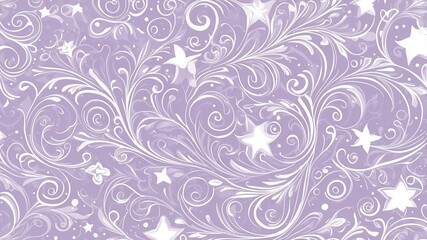 Cute lavender and white swirls with stars background