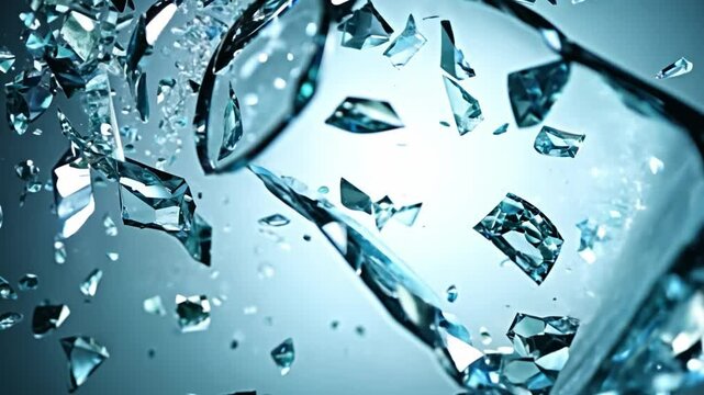 Glass bottle shattering with water splashing