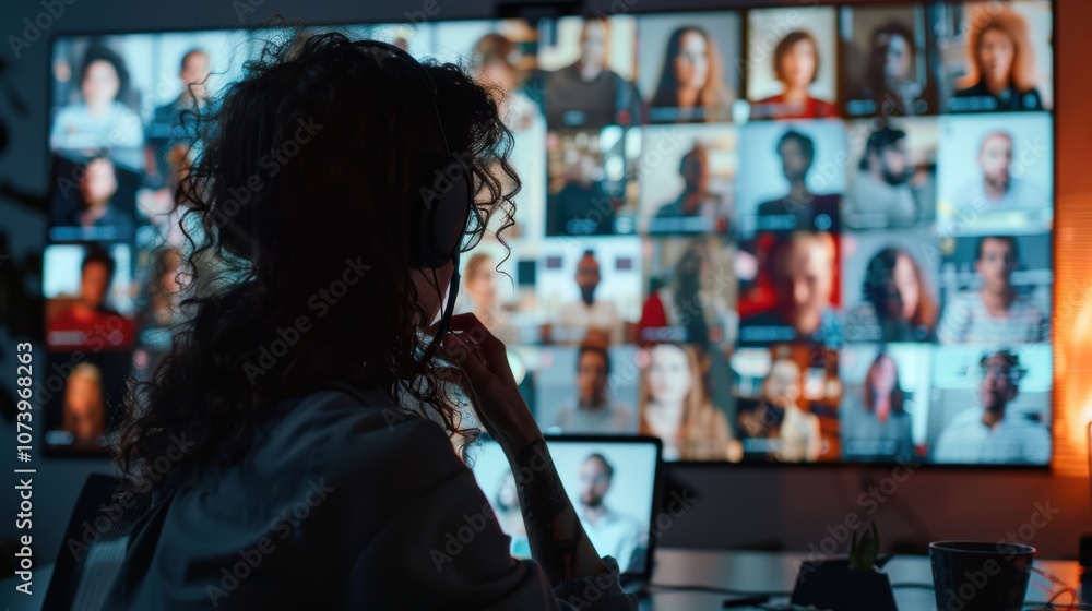 Poster remote team collaboration via video conferencing for effective brainstorming sessions