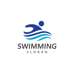 Swimming logo abstract people swim logo template