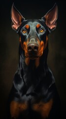 Black and Brown Dog With Orange Eyes. Generative AI.