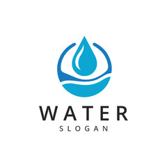 Water logo design template, Drop water and wave symbol