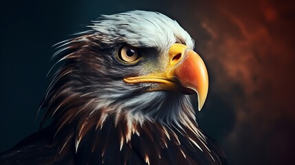 Close-Up of Eagle on Dark Background. Generative AI.