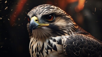 Close-Up of Falcon on Dark Background. Generative AI.