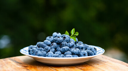 Fresh blueberries for breakfast. Vegan and vegetarian concept. Blueberry Blueberries. Healthy food. Berries background. Ripe juicy berries close-up. Fresh berries.