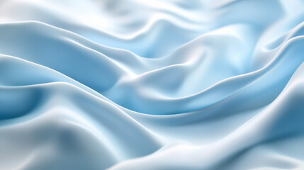 Obraz premium Soft light blue silk fabric flowing gently in waves, creating a serene and elegant texture under warm lighting
