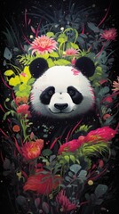 Close-up portrait of a panda. Generative AI