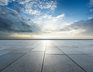 floor background with dramatic sky clouds empty panoramic horizon landscape