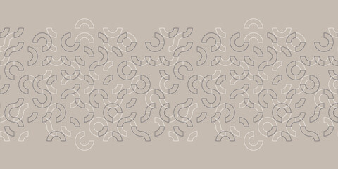 Modern geometric seamless vector pattern Border with tiled circular shapes. Truchet creative repeat background for home decor, web banners and fashion.