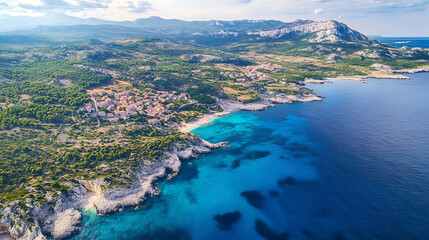 Obraz premium A top view aerial photo of a stunningly beautiful sea landscape