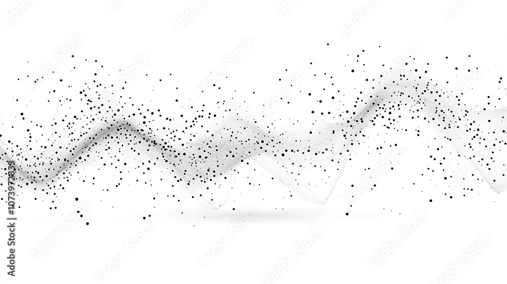 Poster abstract low poly white background with black dots, global network concept big data connection techn