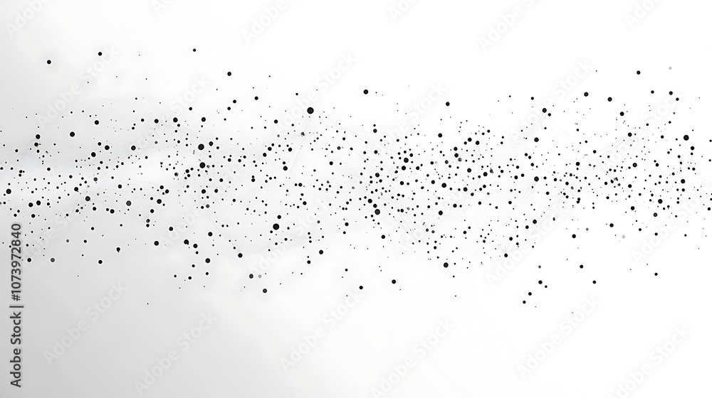 Poster Abstract low poly white background with black dots, global network concept Big data connection technology