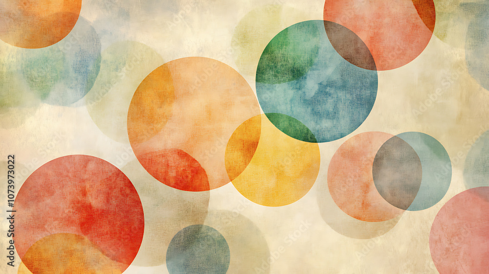 Poster abstract background with colorful circles and soft watercolor textures pastel colors and soft tones