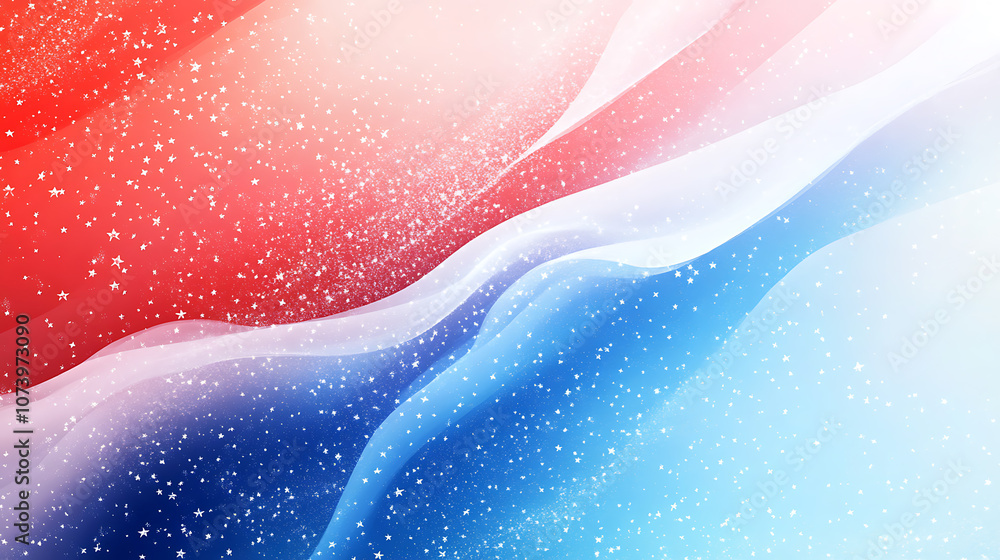 Aufkleber abstract red, white and blue vector background with flowing lines