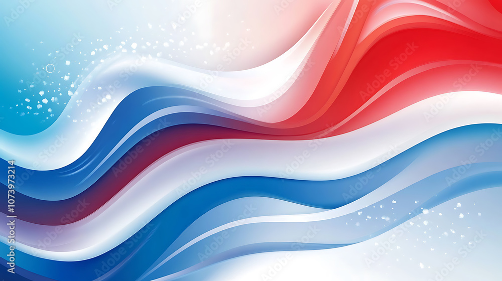 Aufkleber abstract red, white and blue vector background with flowing lines