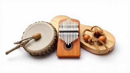 Isolated Musical Instrument with Kalimba, Ocarina, and Steel Tongue Drum Features