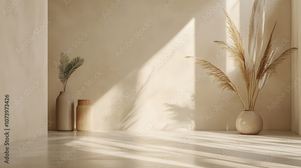 Aufkleber aesthetic and beautiful minimalism architecture background featuring clean lines, neutral colors, an
