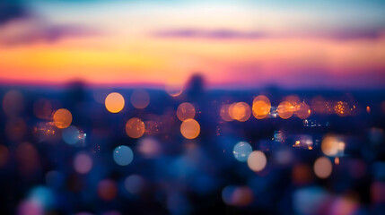 Blurred cityscape background with bokeh effect, light and airy feel, blurred urban skyline