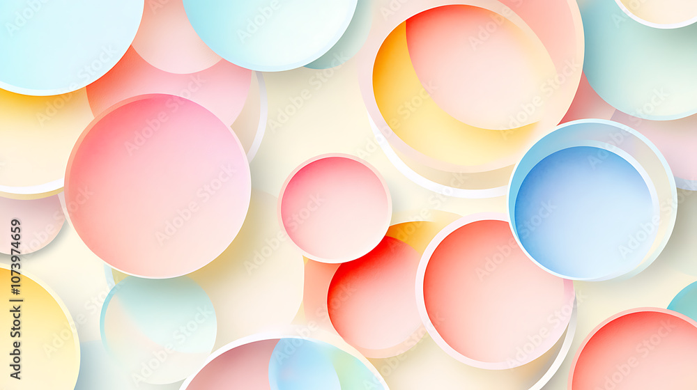 Aufkleber Abstract background with colorful circles and soft watercolor textures Pastel colors and soft tones