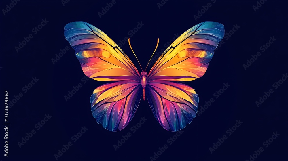 Poster gradient butterfly colors creating stunning visual on dark background image