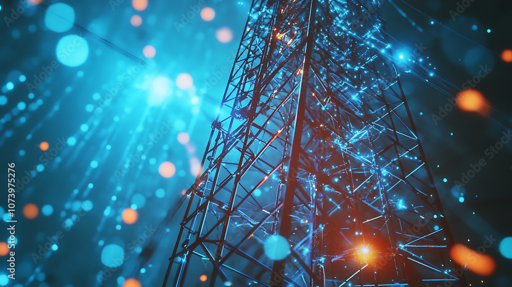 Fototapete Cutting-edge cellular tower symbolizing the backbone of digital network infrastructure, enabling seamless mobile communication and data services