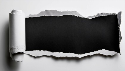 ripped black paper on white background space for copy