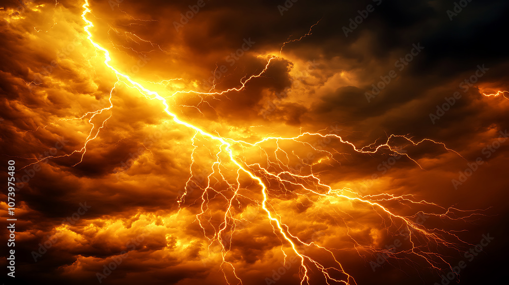 Poster lighting thunder on dark background, realistic background in the form of lightning, a powerful charg