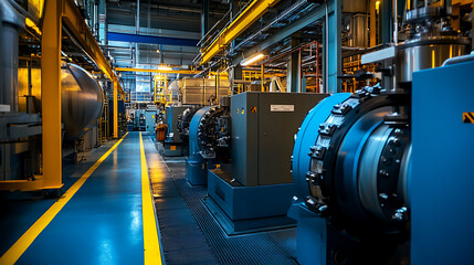 Fototapeta premium Industrial machinery in nuclear power plant room
