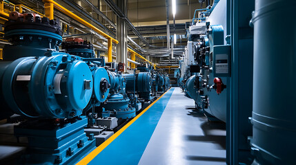 Fototapeta premium Industrial machinery in nuclear power plant room