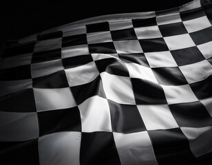checkered racing flag on black