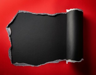 ripped black paper on red background