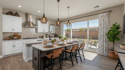 Stylish Open Concept Kitchen Design with Natural Light