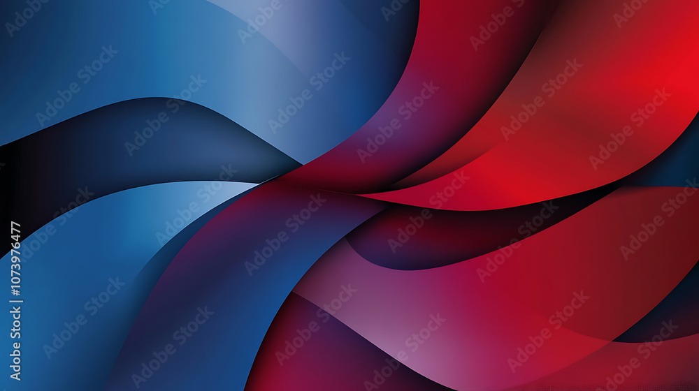 Poster red, white and blue vector background with flowing lines