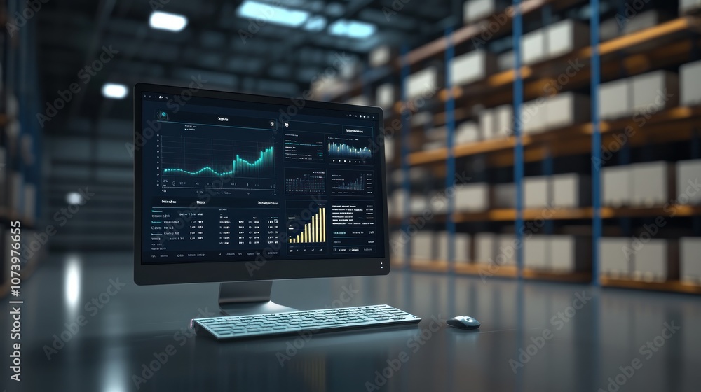 Poster computer with data dashboard in a warehouse