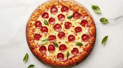 Classic Italian Pepperoni Pizza Top View