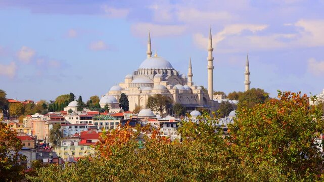 Suleymaniye Mosque at day, view from Topkapi Palace. Top places to visit in Istanbul.