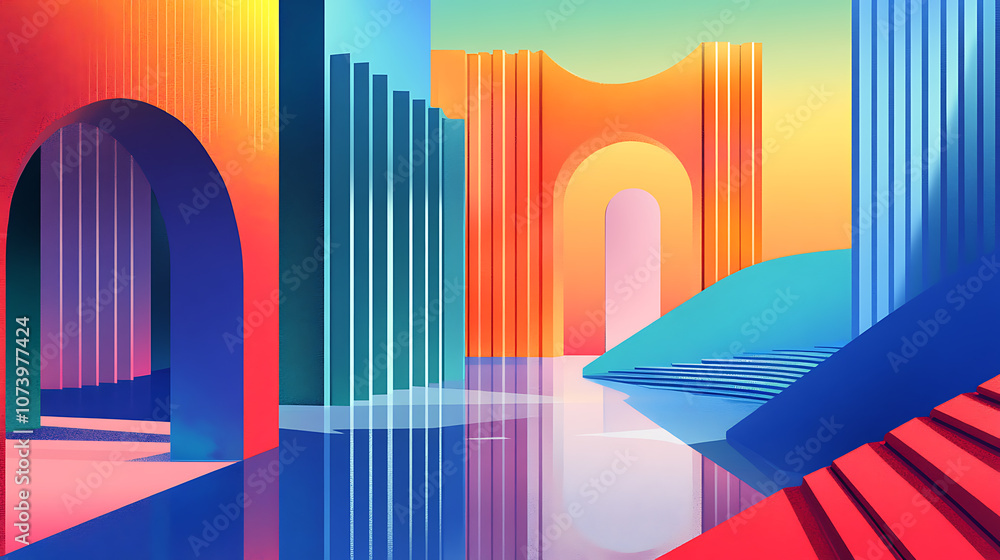 Poster visually stunning architectural background featuring a blend of colorful and aesthetically pleasing 