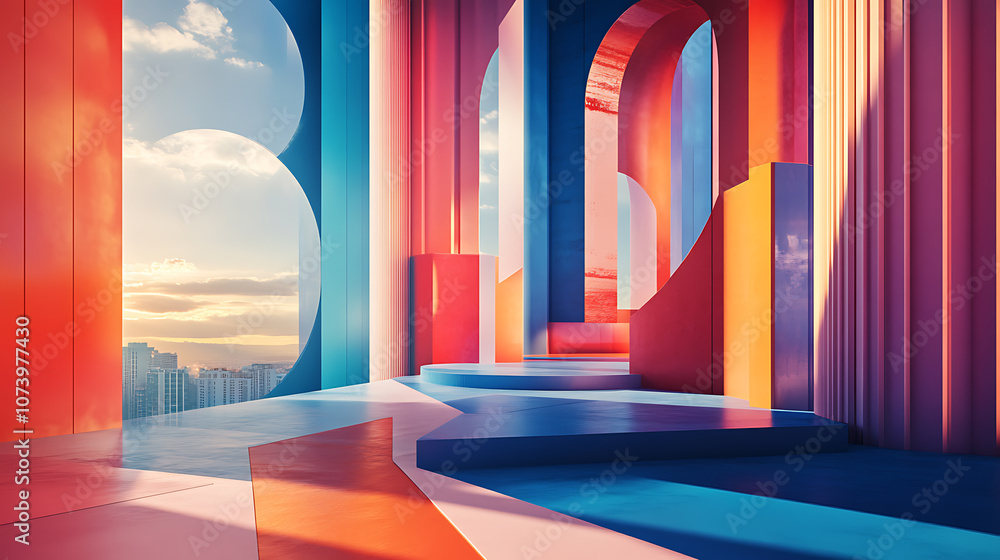 Poster visually stunning architectural background featuring a blend of colorful and aesthetically pleasing 